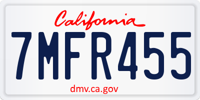 CA license plate 7MFR455