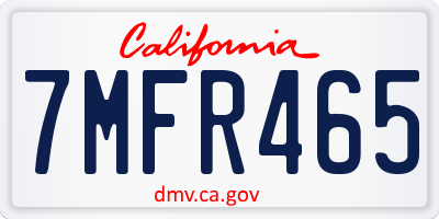CA license plate 7MFR465