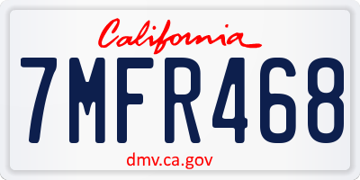 CA license plate 7MFR468