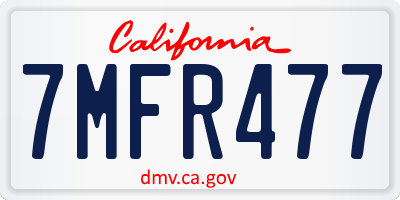 CA license plate 7MFR477