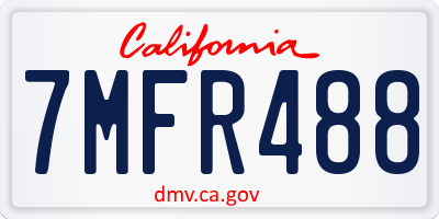 CA license plate 7MFR488