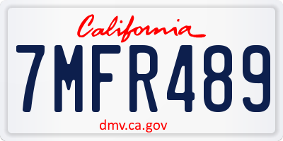 CA license plate 7MFR489