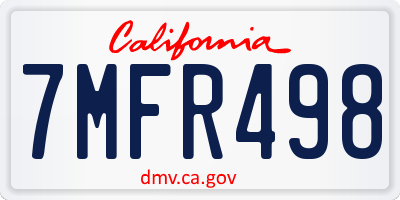 CA license plate 7MFR498