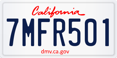 CA license plate 7MFR501