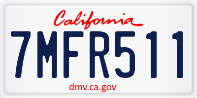 CA license plate 7MFR511
