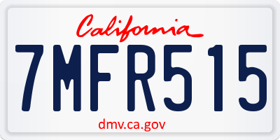 CA license plate 7MFR515
