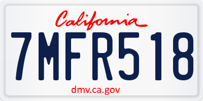 CA license plate 7MFR518
