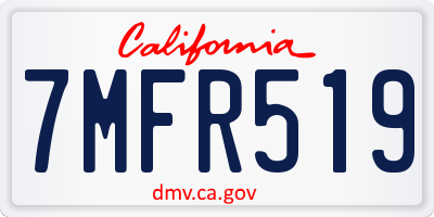 CA license plate 7MFR519