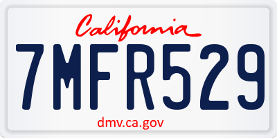 CA license plate 7MFR529