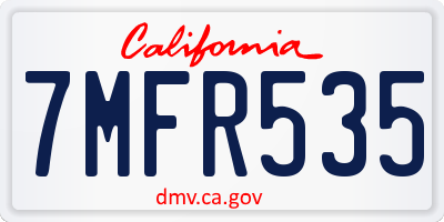 CA license plate 7MFR535