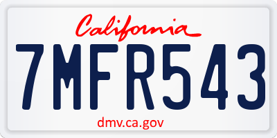 CA license plate 7MFR543
