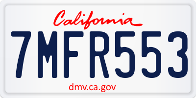 CA license plate 7MFR553