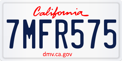 CA license plate 7MFR575