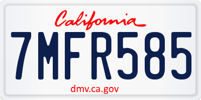 CA license plate 7MFR585