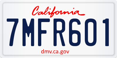 CA license plate 7MFR601
