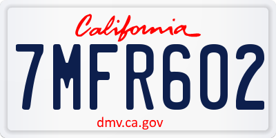 CA license plate 7MFR602