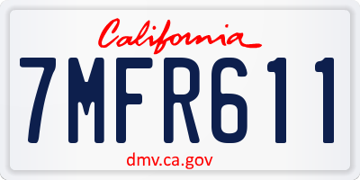 CA license plate 7MFR611