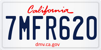 CA license plate 7MFR620