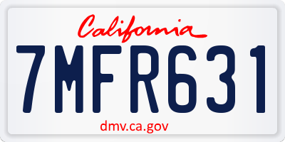 CA license plate 7MFR631