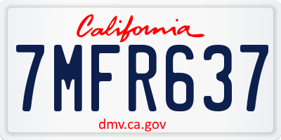 CA license plate 7MFR637