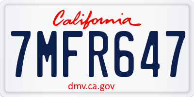 CA license plate 7MFR647