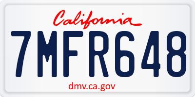 CA license plate 7MFR648
