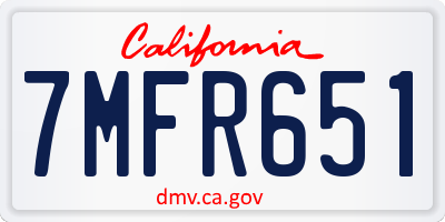 CA license plate 7MFR651