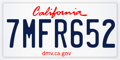 CA license plate 7MFR652