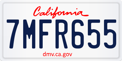 CA license plate 7MFR655