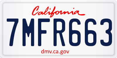 CA license plate 7MFR663