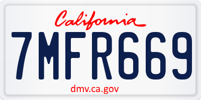 CA license plate 7MFR669
