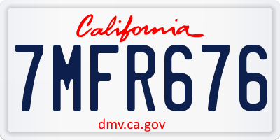 CA license plate 7MFR676