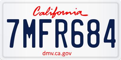 CA license plate 7MFR684