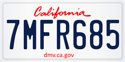 CA license plate 7MFR685