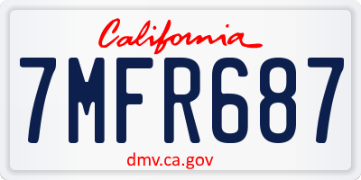 CA license plate 7MFR687