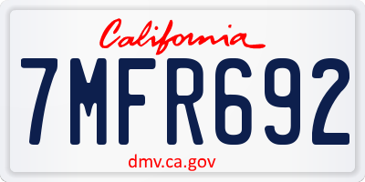 CA license plate 7MFR692