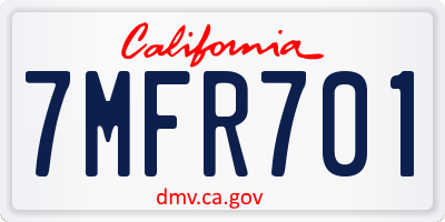 CA license plate 7MFR701