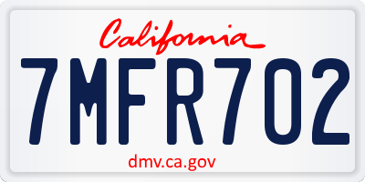 CA license plate 7MFR702