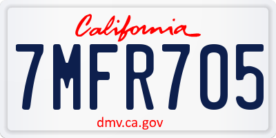 CA license plate 7MFR705