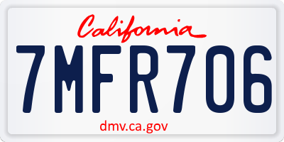 CA license plate 7MFR706