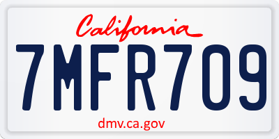 CA license plate 7MFR709