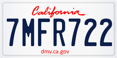 CA license plate 7MFR722