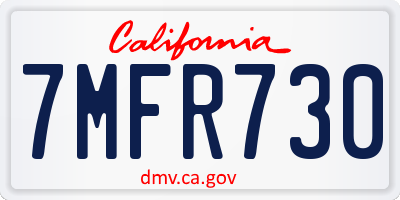 CA license plate 7MFR730