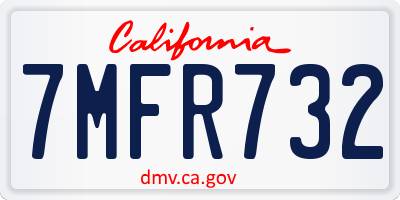 CA license plate 7MFR732