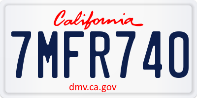 CA license plate 7MFR740
