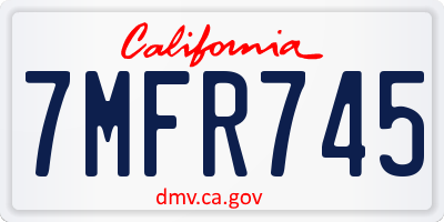CA license plate 7MFR745
