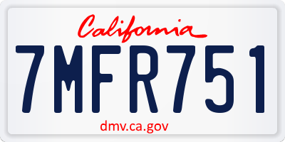 CA license plate 7MFR751