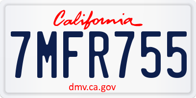 CA license plate 7MFR755