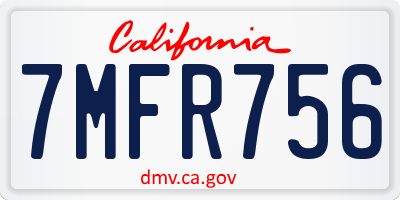 CA license plate 7MFR756