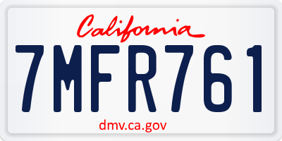CA license plate 7MFR761